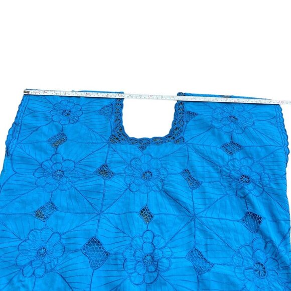 Mexican Blue Knit Embroidered Shirt Blouse Top with Camisole 2 Piece Set Size M - Picture 11 of 16